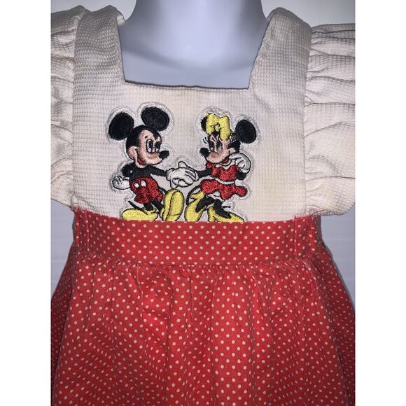 Vintage Kids Baby Walt Disney Productions Minnie & Mickey Mouse Red & Ivory 2T - Picture 4 of 12